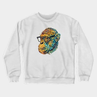Brainy and Bold: The Bespectacled Chimp! Crewneck Sweatshirt